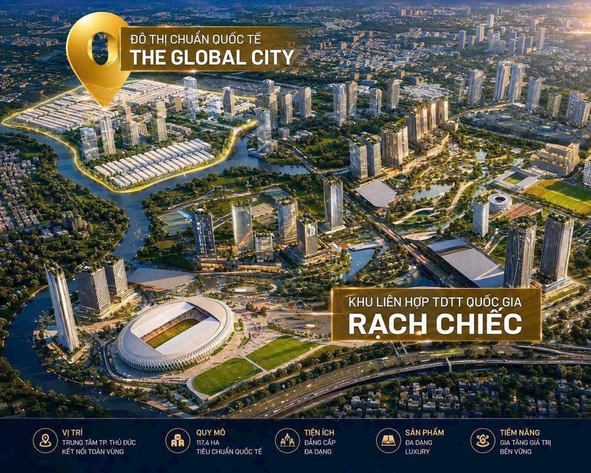Phối cảnh The Global City cạnh Khu liên hợp TDTT Rạch Chiếc